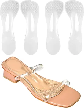 3/4 High Heel Cushion Insoles, Self-Adhesive Arch Support Inserts for Flat Feet and Arch Pain Relief, Gel Shoe Inserts for Sandal, Flats and High Heels (2 Pairs, Transparent, Women's 5-9)