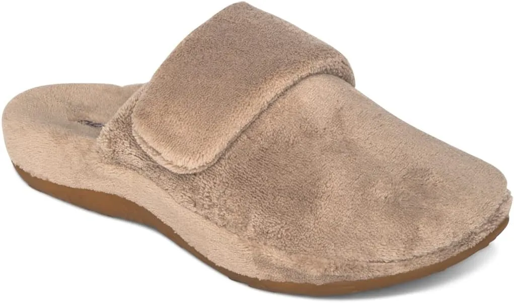 Aetrex Women's Mandy Orthopedic Closed Toe Comfy Slippers - Adjustable Memory Foam Fuzzy Slippers