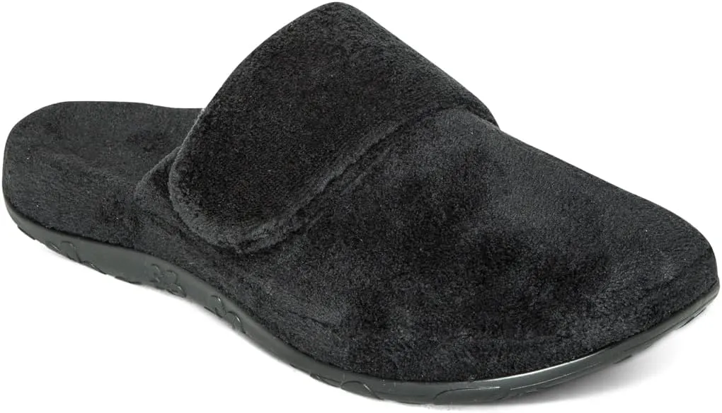 Aetrex Women's Mandy Orthopedic Closed Toe Comfy Slippers - Adjustable Memory Foam Fuzzy Slippers
