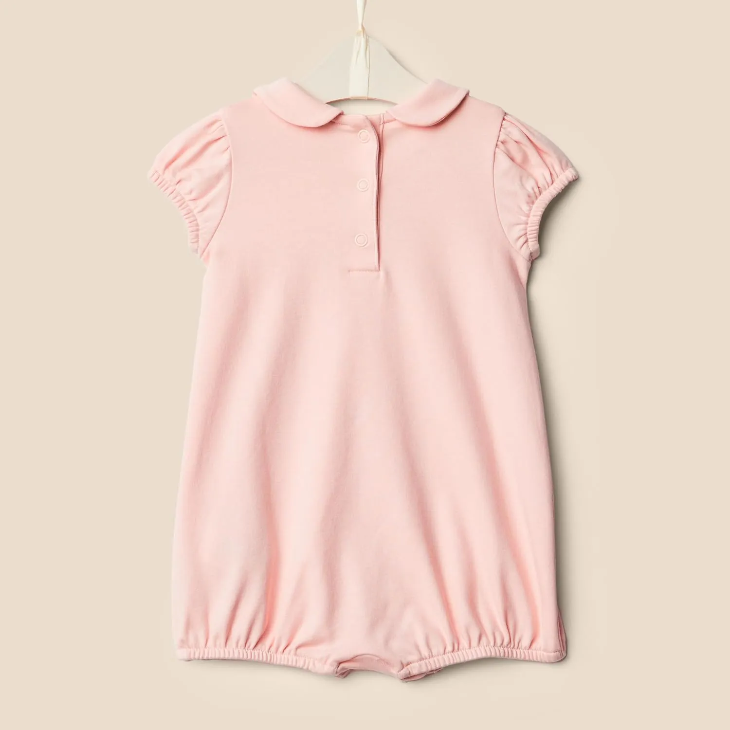 Amazon Essentials x Sofia Grainge Baby Girls' Short Sleeve Peter Pan Collar Romper, Pack of 2