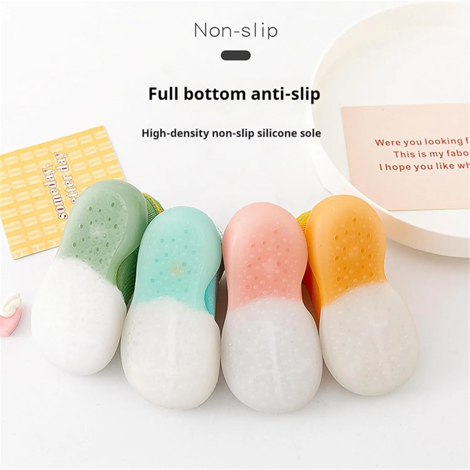 Baby Non Skid Sock Shoes Toddler Non Slip First Walking Shoes Infant Breathable Floor Slipper 2 Packs