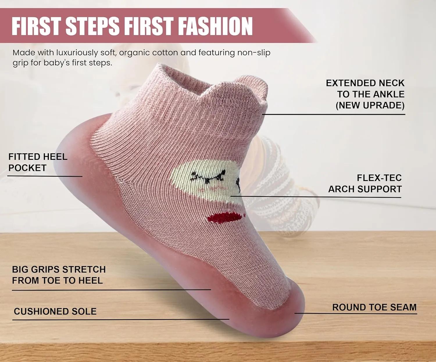 Baby Shoes Boys Girls First Walking Shoes Non Slip Soft Sole Sneakers Toddler Infant Babygirl Sock Shoes