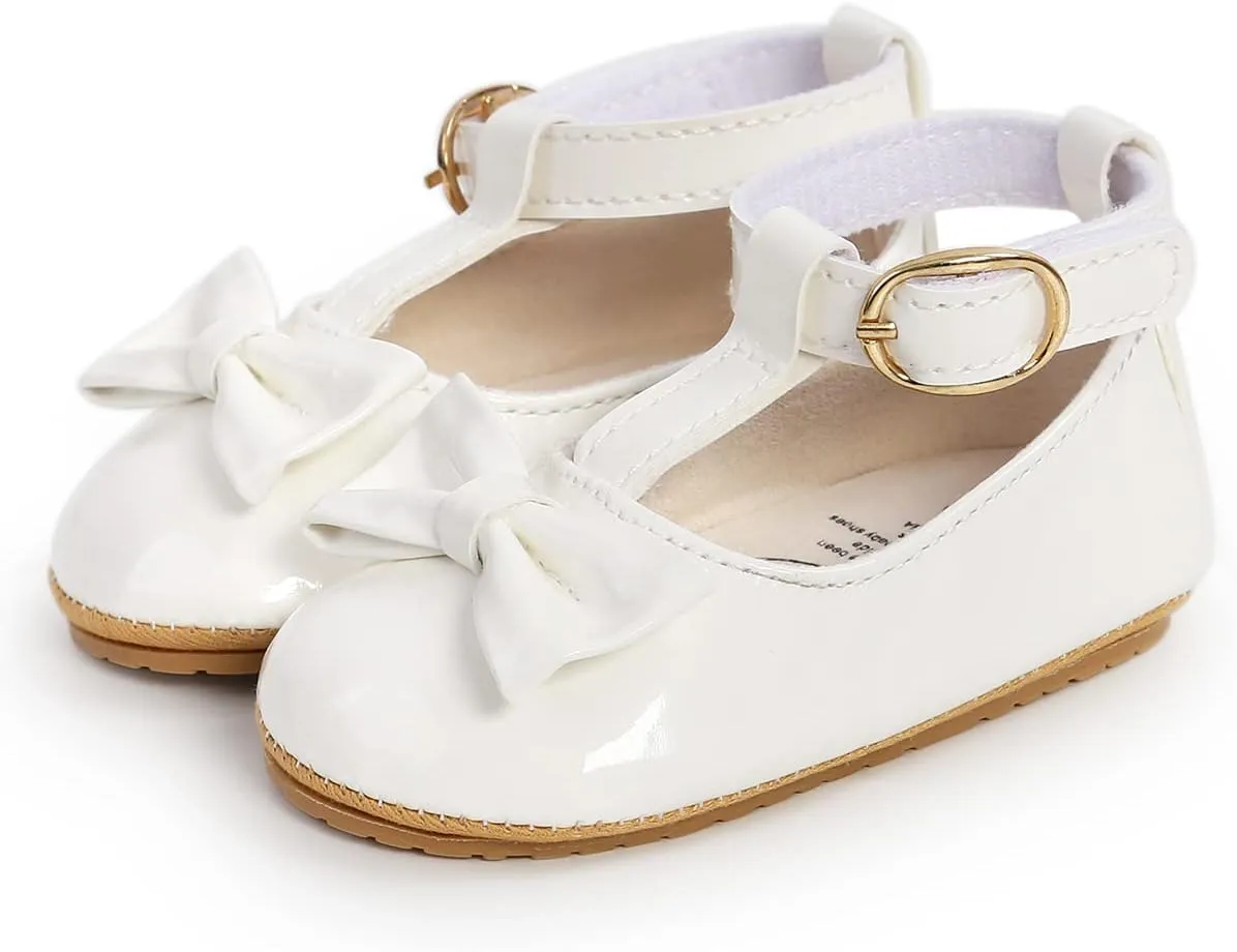 Baby Shoes Girls Mary Jane Flats Non Slip Soft Sole PU Leather Infant Toddler Sneakers First Walkers Party Christmas Dress Shoes