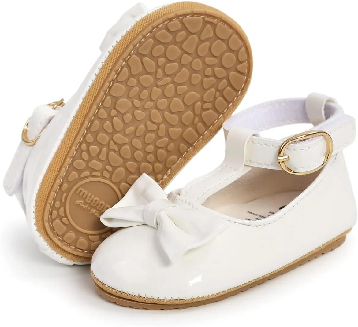 Baby Shoes Girls Mary Jane Flats Non Slip Soft Sole PU Leather Infant Toddler Sneakers First Walkers Party Christmas Dress Shoes
