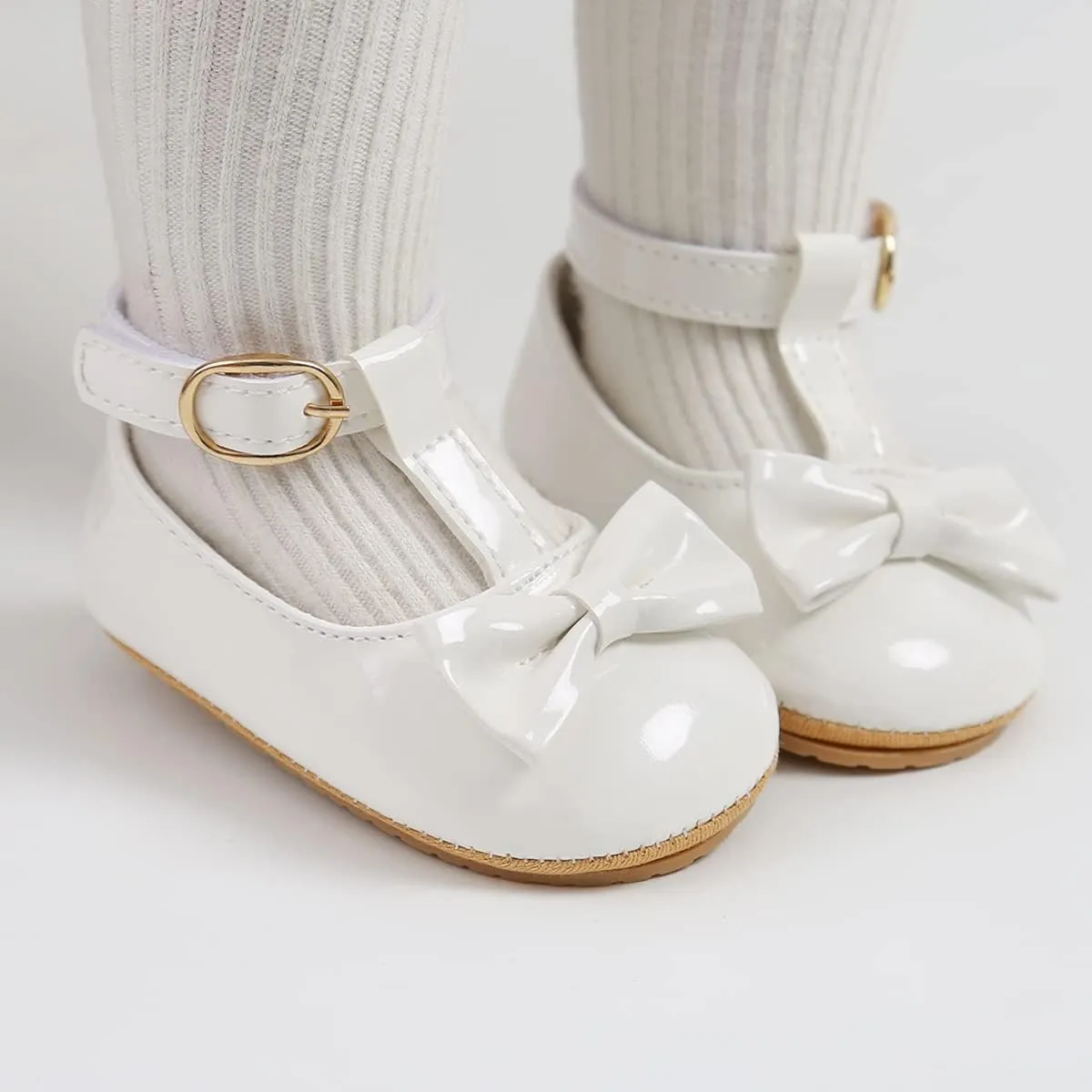 Baby Shoes Girls Mary Jane Flats Non Slip Soft Sole PU Leather Infant Toddler Sneakers First Walkers Party Christmas Dress Shoes