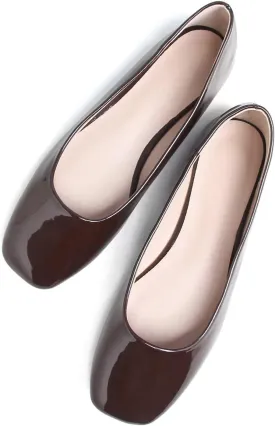ChaiRong Zhou Women Square Toe Ballets Flats Comfort Slip On Walking Shoes for Driving