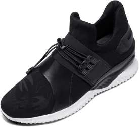 CHAMARIPA Men Elevator Sneakers Sports Shoes Light Weight Height Increasing Shoes Hidden Heel Trainers 2.76 Inches Taller Black