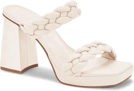 Coutgo Womens Platform Heels Chunky Heel Braided Heeled Sandals Slip on High Mules Party Summer Dress Shoes