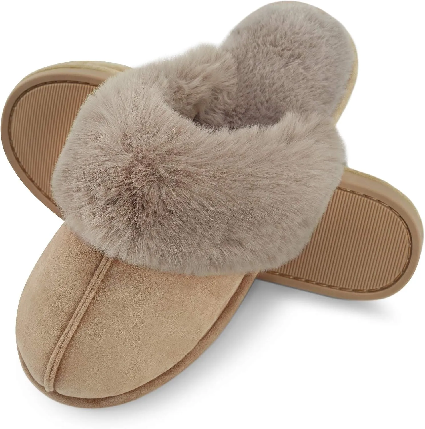 Cozyfurry Womens Slipper Fuzzy Fluffy House Slippers Faux Fur Cozy Warm Soft Indoor Shoes Memory Foam Anti-skid Rubber Sole