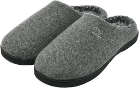 DL Mens Memory Foam Slippers - Comfortable House Slippers For Men, Indoor Outdoor, Closed Toe Black Gray Navy