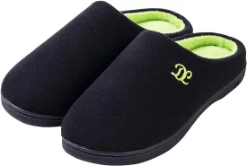 DL Mens Memory Foam Slippers - Comfortable House Slippers For Men, Indoor Outdoor, Closed Toe Black Gray Navy