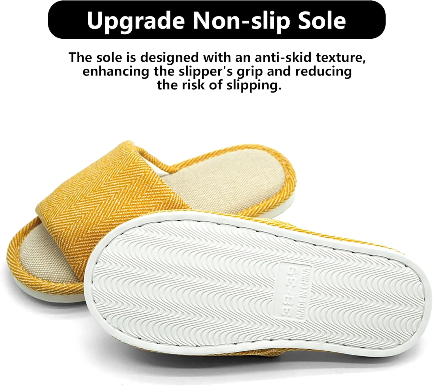 Fabric Indoor And Outdoor Slippers For Women And Men, Non-Slip Memory Foam Open-Toe Home Shoes, Soft Bottom Linen Unisex Washable Cotton Casual