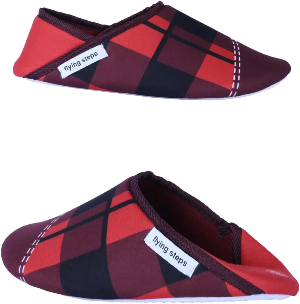 Flyingsteps Slippers for Men, Home Shoes, Non-Slip Sole, Warm and Comfortable, Plush Lining, Suitable for Bedroom, Bathroom, Living Room
