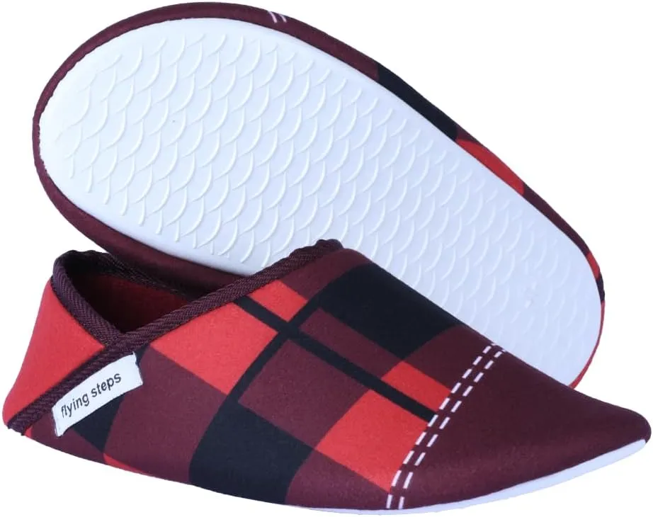 Flyingsteps Slippers for Men, Home Shoes, Non-Slip Sole, Warm and Comfortable, Plush Lining, Suitable for Bedroom, Bathroom, Living Room