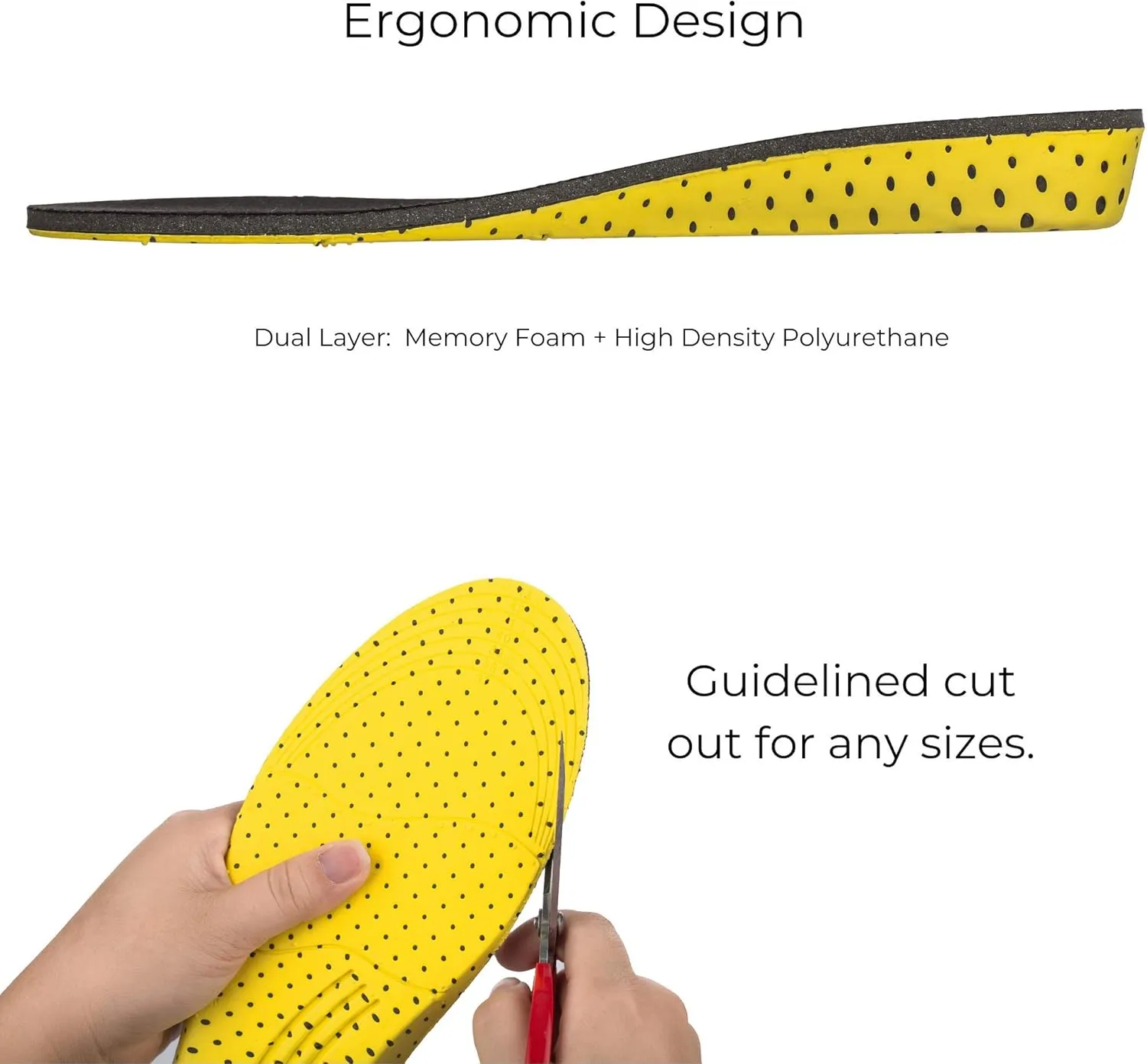 Height Increase Insole - Elevator Shoe Conversion - 1 Inch Taller (Black) Invisible Increased Heel Lifting Inserts Shoe Lifts Shoe Pads (Medium US 6 - 10 Men or US 8 - 12 Women)
