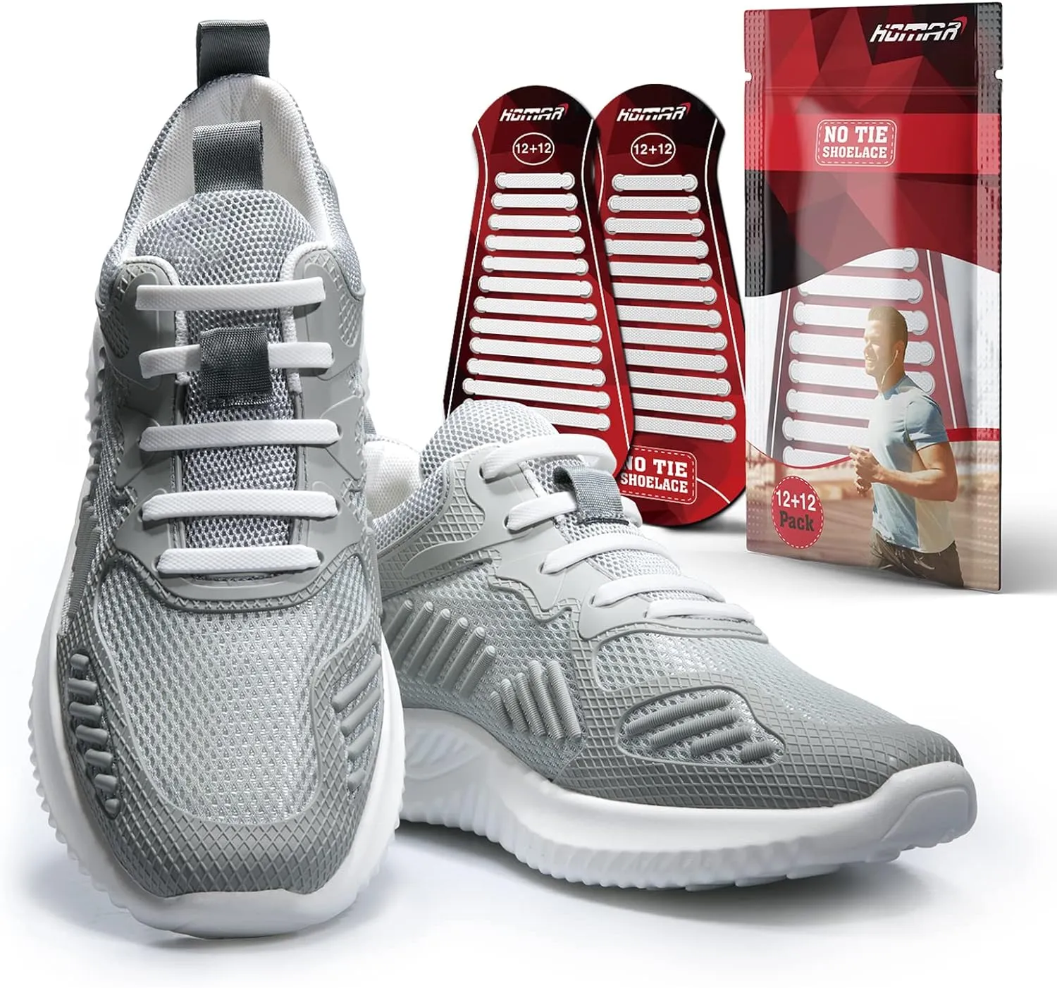 HOMAR No Tie Shoelaces for Kids Adults Stretch Elastic Tieless No Tie Shoe Laces