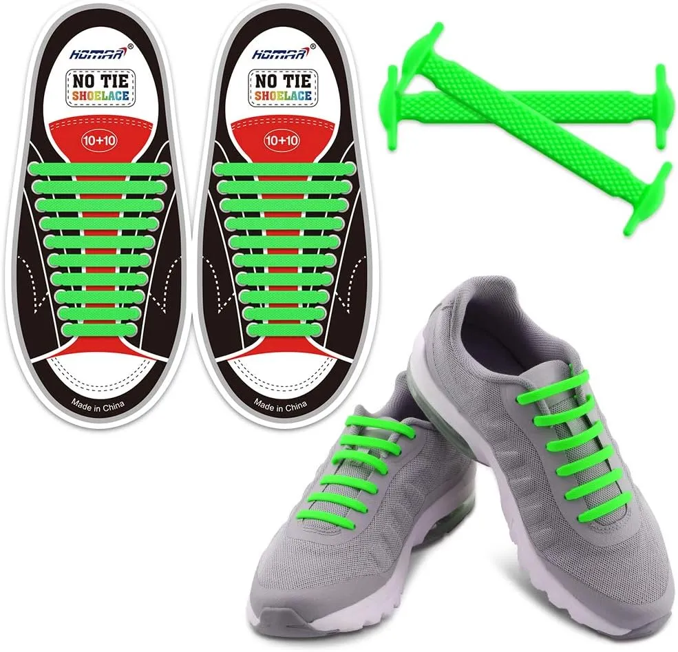 HOMAR No Tie Shoelaces for Kids and Adults Stretch Silicone Elastic No Tie Shoe Laces