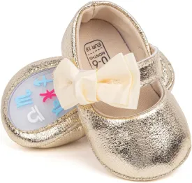 HsdsBebe Baby Girls Mary Jane Flats Non Slip Soft Sole Bowknot Princess Wedding Dress Shoes Toddler First Walkers Infant Newborn Baptism Crib Shoes