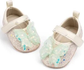 HsdsBebe Baby Girls Mary Jane Flats Non Slip Soft Sole Bowknot Princess Wedding Dress Shoes Toddler First Walkers Infant Newborn Baptism Crib Shoes