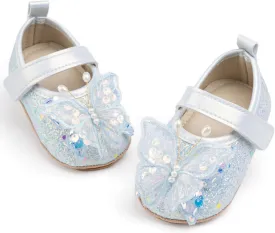 HsdsBebe Baby Girls Mary Jane Flats Non Slip Soft Sole Bowknot Princess Wedding Dress Shoes Toddler First Walkers Infant Newborn Baptism Crib Shoes