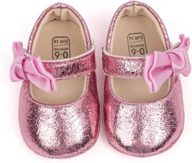 HsdsBebe Baby Girls Mary Jane Flats Non Slip Soft Sole Bowknot Princess Wedding Dress Shoes Toddler First Walkers Infant Newborn Baptism Crib Shoes