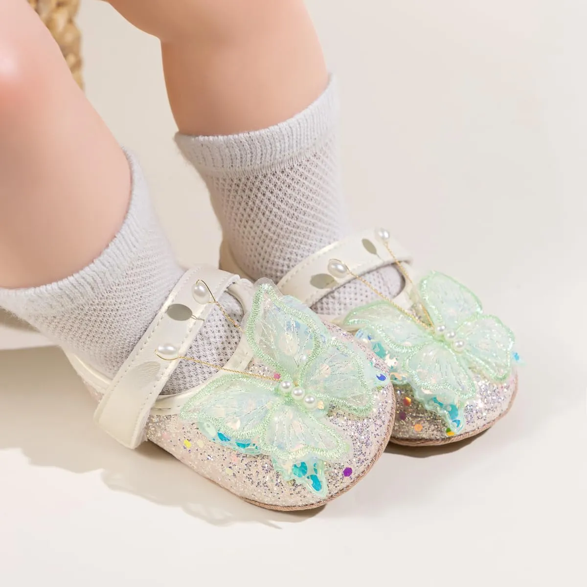 HsdsBebe Baby Girls Mary Jane Flats Non Slip Soft Sole Bowknot Princess Wedding Dress Shoes Toddler First Walkers Infant Newborn Baptism Crib Shoes