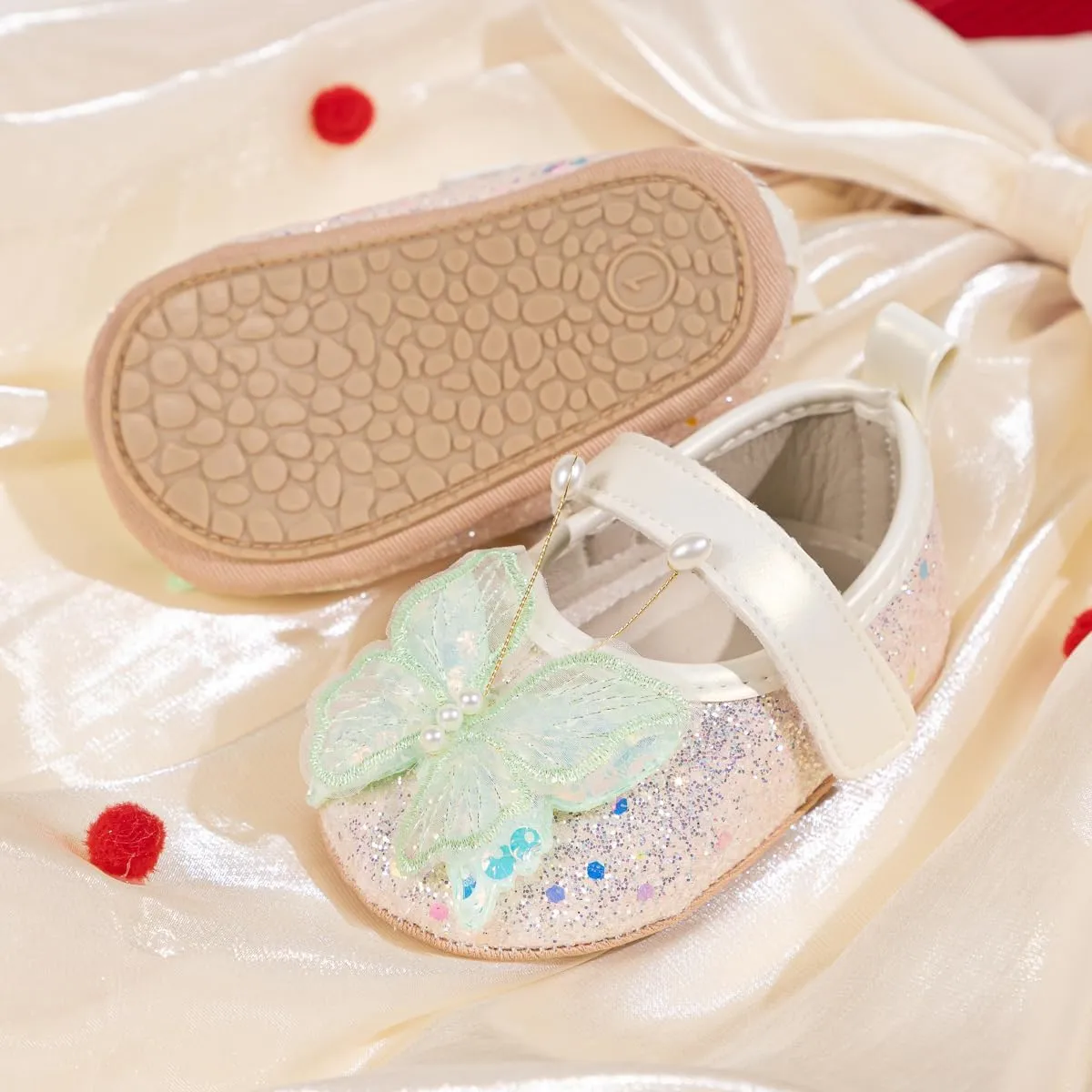 HsdsBebe Baby Girls Mary Jane Flats Non Slip Soft Sole Bowknot Princess Wedding Dress Shoes Toddler First Walkers Infant Newborn Baptism Crib Shoes