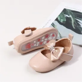 HsdsBebe Infant Baby Girls Mary Jane Flats Bow Non-Slip Soft Sole Princess Toddler First Walkers Sneaker Wedding Dress Shoes