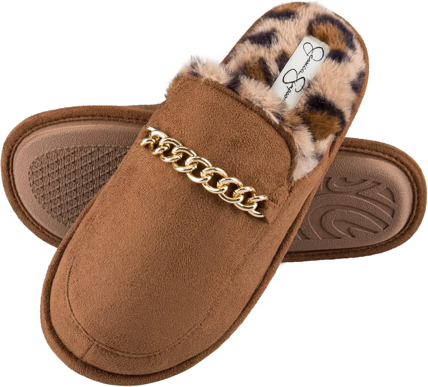 Jessica Simpson Women's Plush Fashion Scuff Slipper House Shoe with Memory Foam