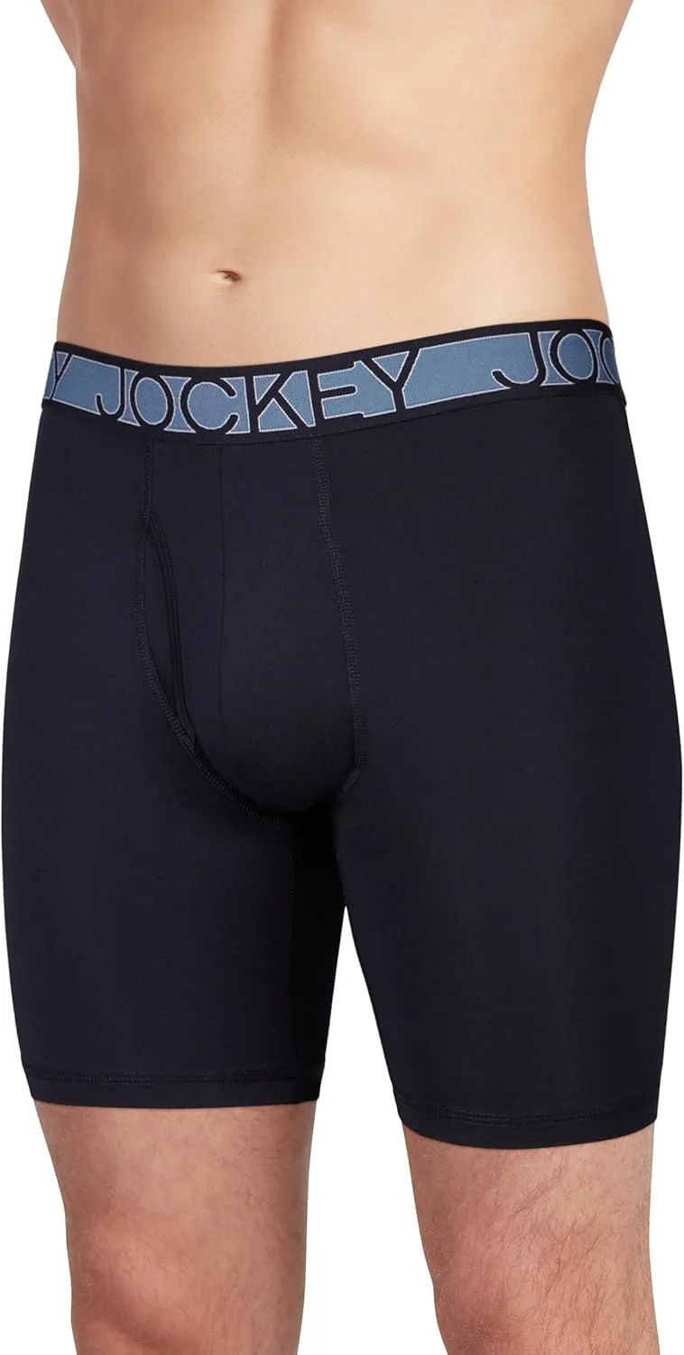 Jockey Men's Underwear Active Microfiber 9" Long Leg Boxer Brief - 3 Pack