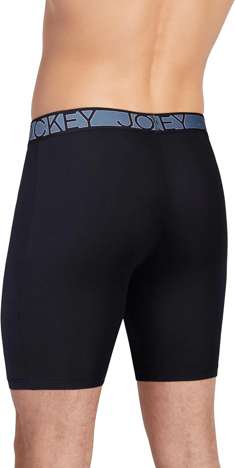 Jockey Men's Underwear Active Microfiber 9" Long Leg Boxer Brief - 3 Pack