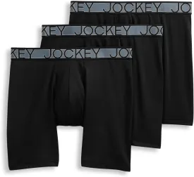 Jockey Men's Underwear Active Microfiber 9" Long Leg Boxer Brief - 3 Pack