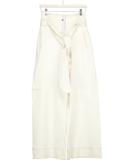 Karen Millen White Tailored Wide Leg Belt Trousers UK 6