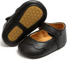 LAFEGEN Baby Girls Mary Jane Flats with Bownot Non Slip Soft Sole PU Leather Newborn Infant Toddler First Walker Cirb Dress Shoes