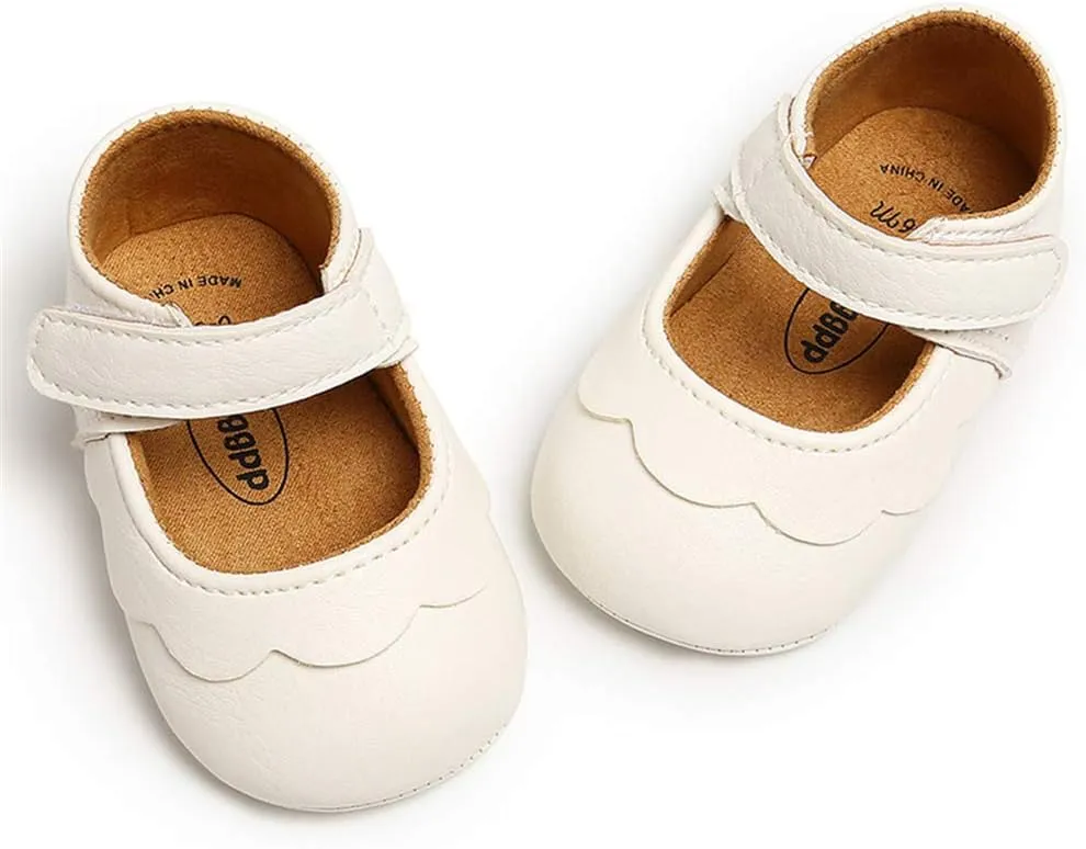 LAFEGEN Baby Girls Mary Jane Flats with Bownot Non Slip Soft Sole PU Leather Newborn Infant Toddler First Walker Cirb Dress Shoes
