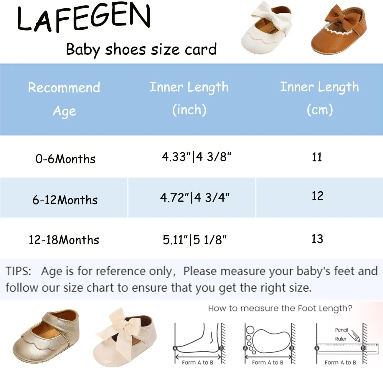 LAFEGEN Baby Girls Mary Jane Flats with Bownot Non Slip Soft Sole PU Leather Newborn Infant Toddler First Walker Cirb Dress Shoes
