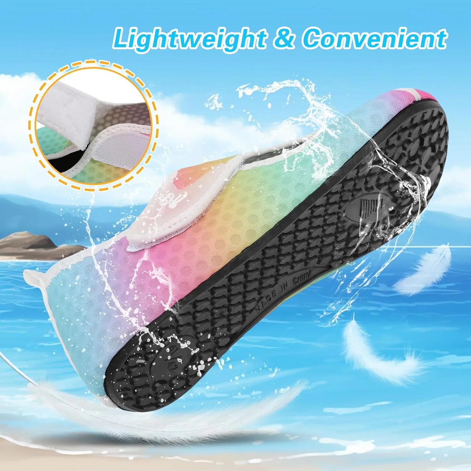 LeIsfIt Water Shoes for Women Men Wide Swim Beach Barefoot Shoes Quick Dry Aqua Socks for Pool Diving Boating River Yoga Lake Surf