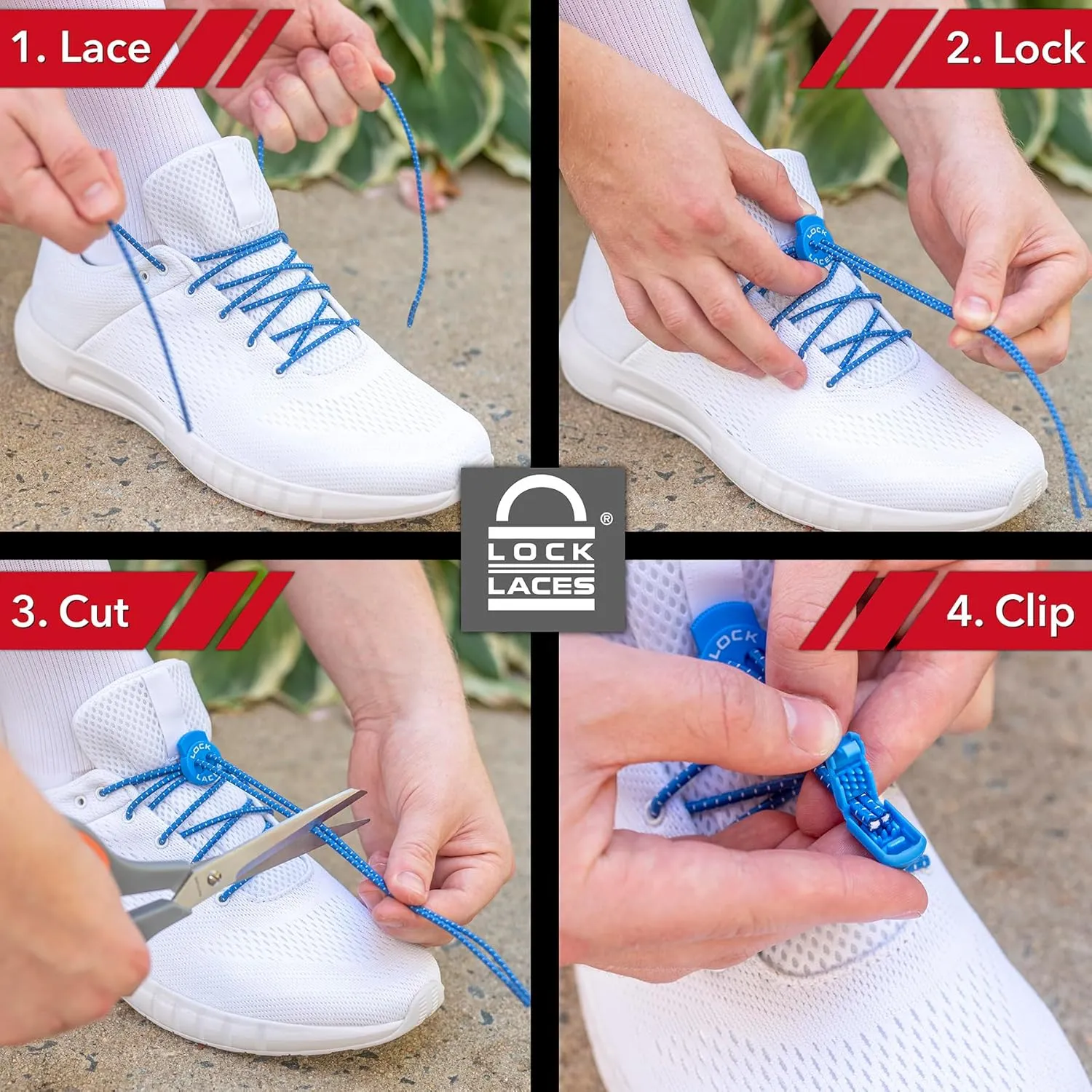 Lock Laces - Elastic No Tie Shoelaces 1 Size Fits All for Kids Adults Tieless Shoe Laces Tennis Shoes Sneakers