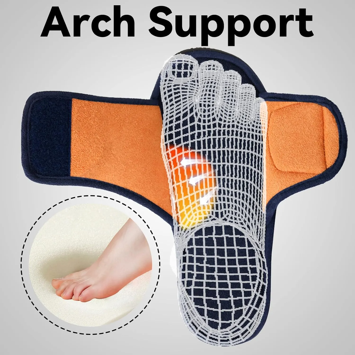 Magtoe Men's Adjustable Indoor Slippers Open Toe Arch Support Memory Foam Home Slippers