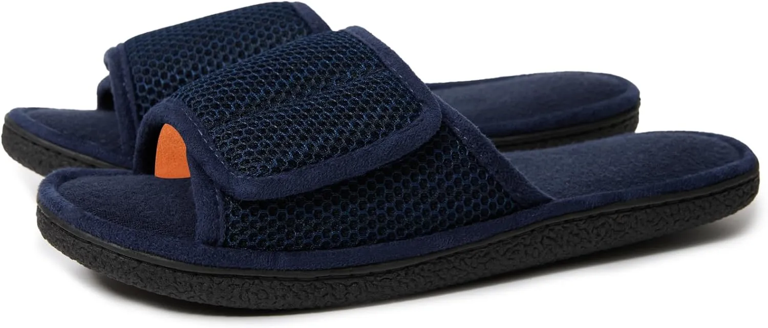 Magtoe Men's Adjustable Indoor Slippers Open Toe Arch Support Memory Foam Home Slippers