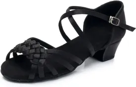 MSMAX Girls Latin Dance Shoe Low Heel Salsa Dancing Sandals for Women