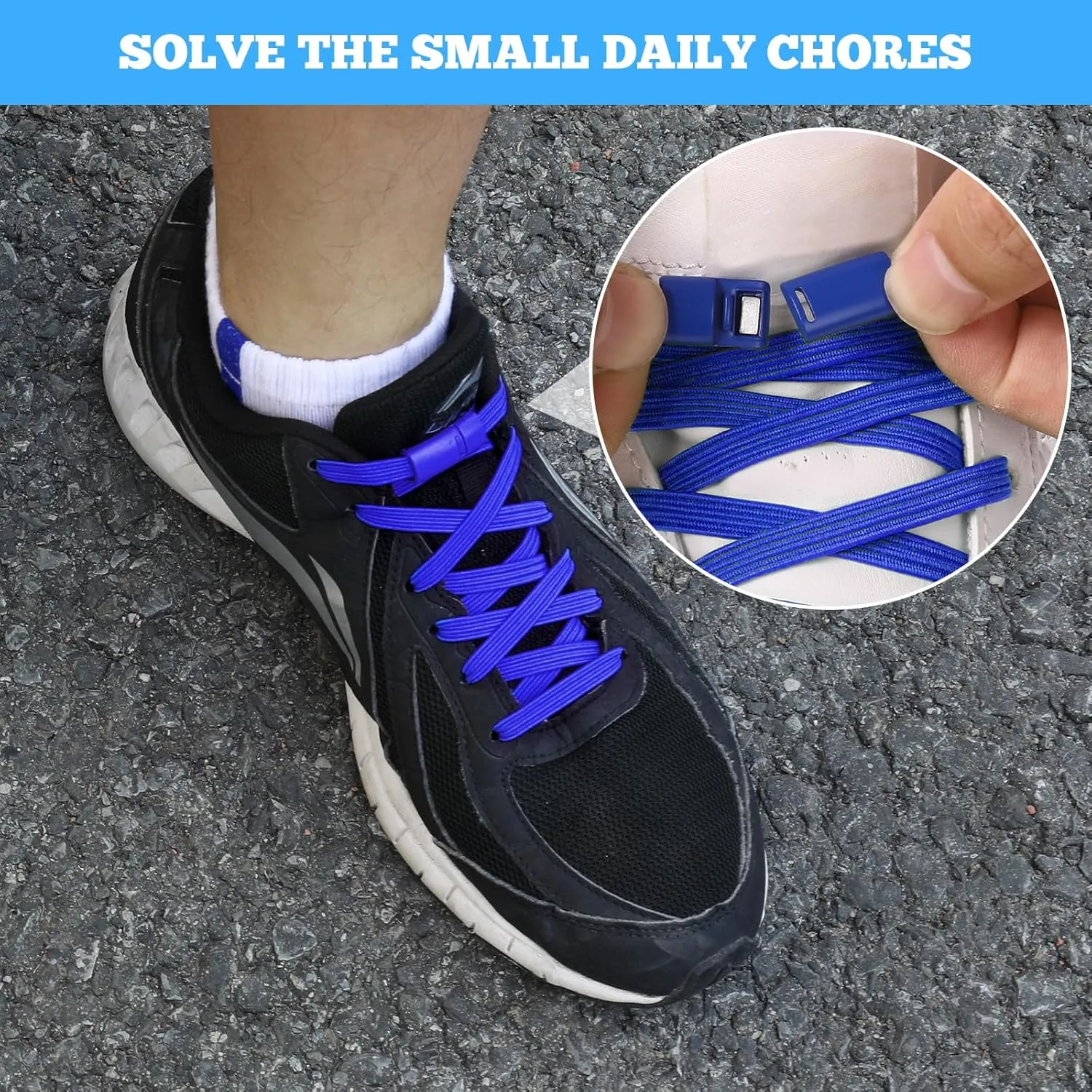 Neo-wows Flat Elastic No Tie Shoe Laces for Sneakers, Stretch Tieless Shoelaces for Kids & Adults, Flat Shoes Strings