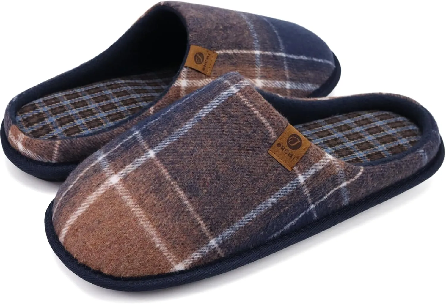 ONCAI Mens Cozy Memory Foam Scuff Slippers Slip On Warm House Shoes Indoor/Outdoor with Best Arch Support