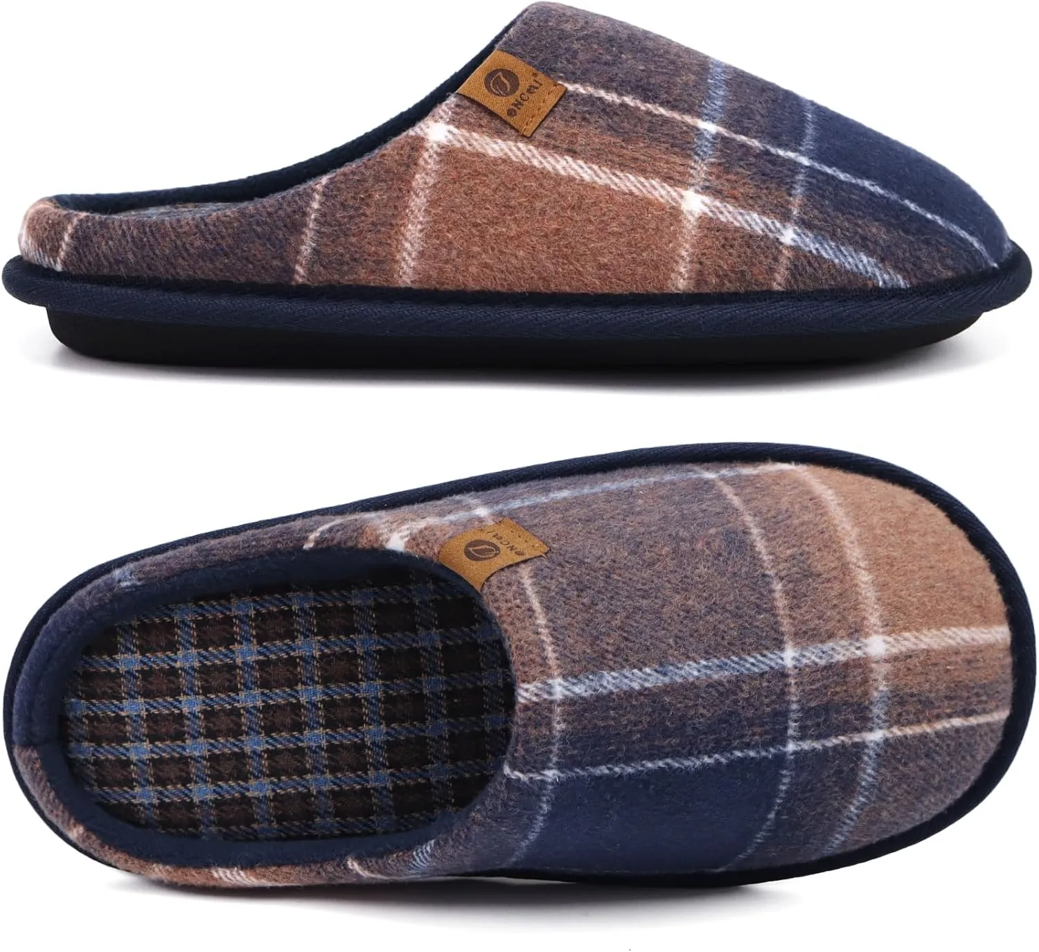 ONCAI Mens Cozy Memory Foam Scuff Slippers Slip On Warm House Shoes Indoor/Outdoor with Best Arch Support