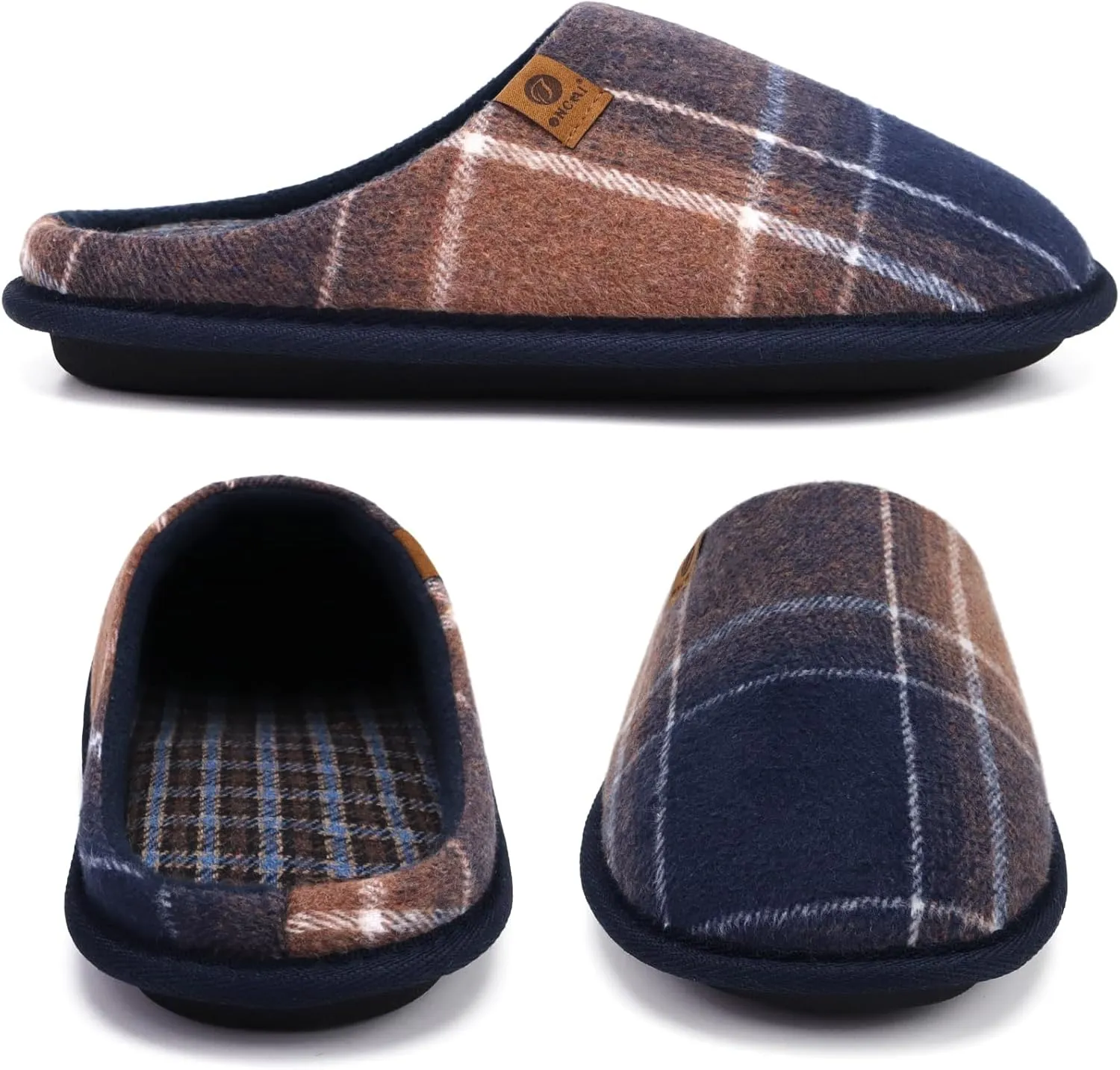 ONCAI Mens Cozy Memory Foam Scuff Slippers Slip On Warm House Shoes Indoor/Outdoor with Best Arch Support