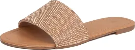 REDTOP Women's Rhinestone Sandals Slide Glitter Bling Casual Sandal Flat Open Toe Sparkle Slides
