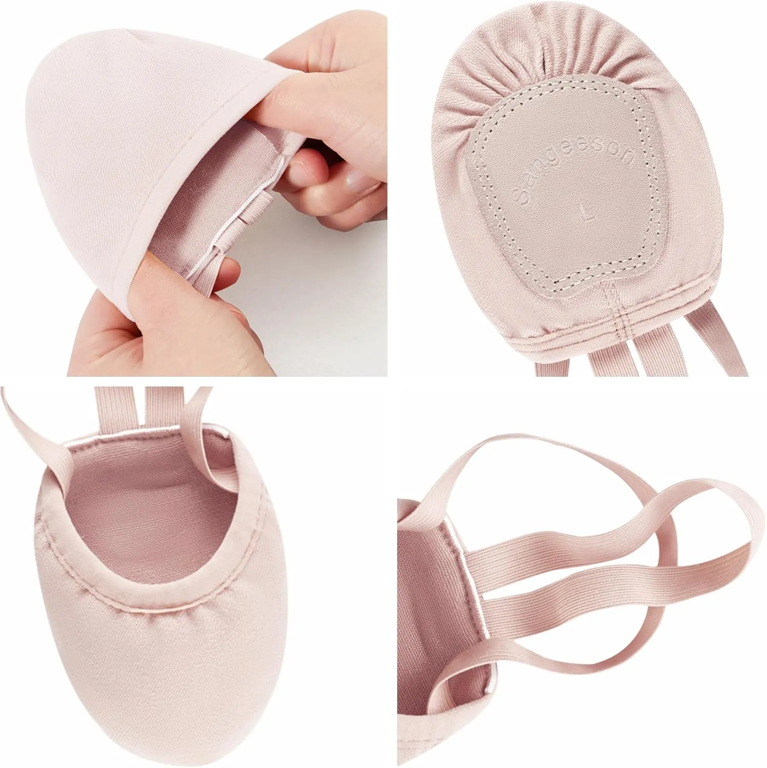 SANGEESON Half Sole Dance Shoes - Stretchy Canvas Pirouette Shoes for Ballet, Lyrical, Modern, Jazz Dance, and Contemporary