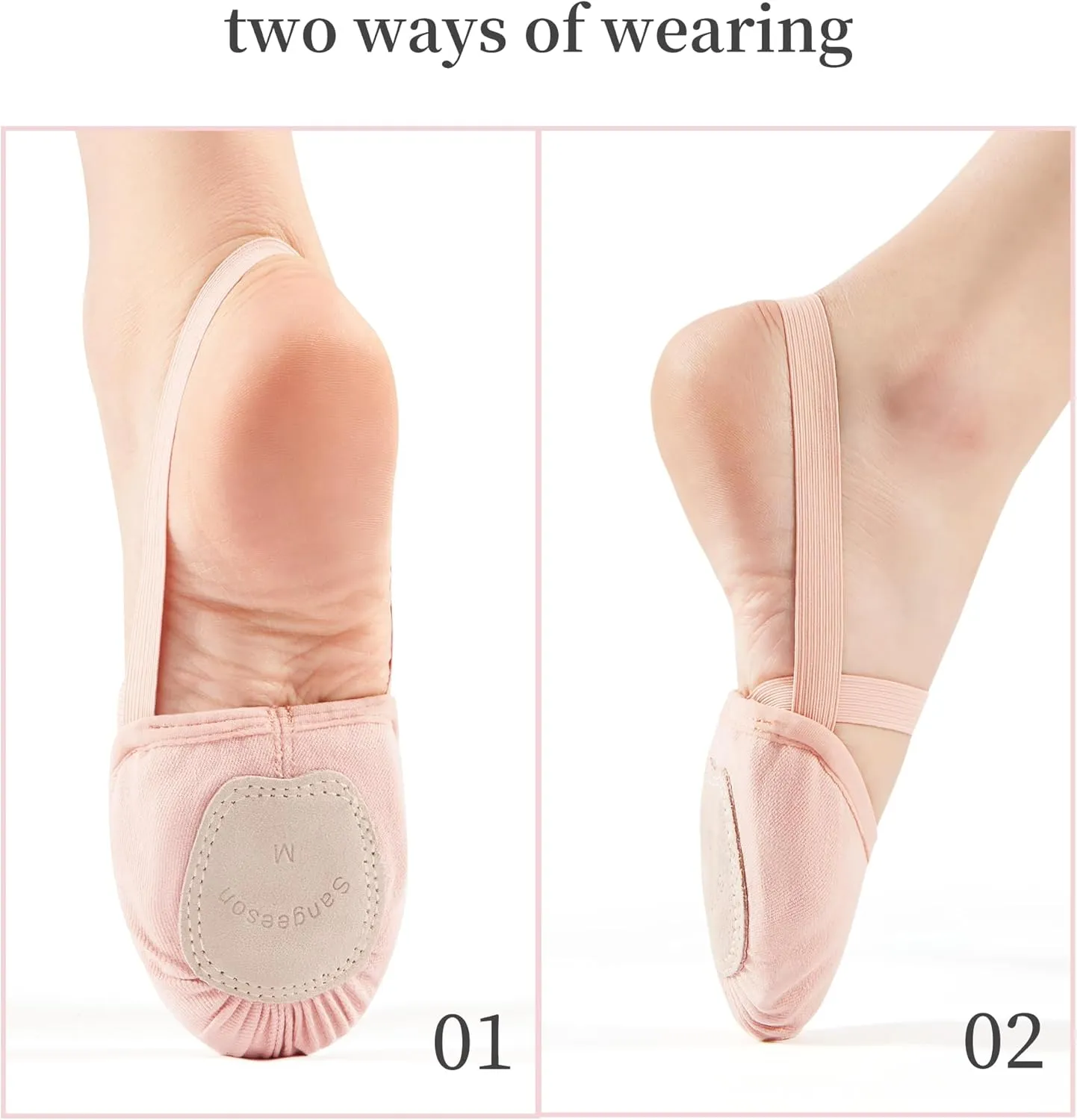 SANGEESON Half Sole Dance Shoes - Stretchy Canvas Pirouette Shoes for Ballet, Lyrical, Modern, Jazz Dance, and Contemporary