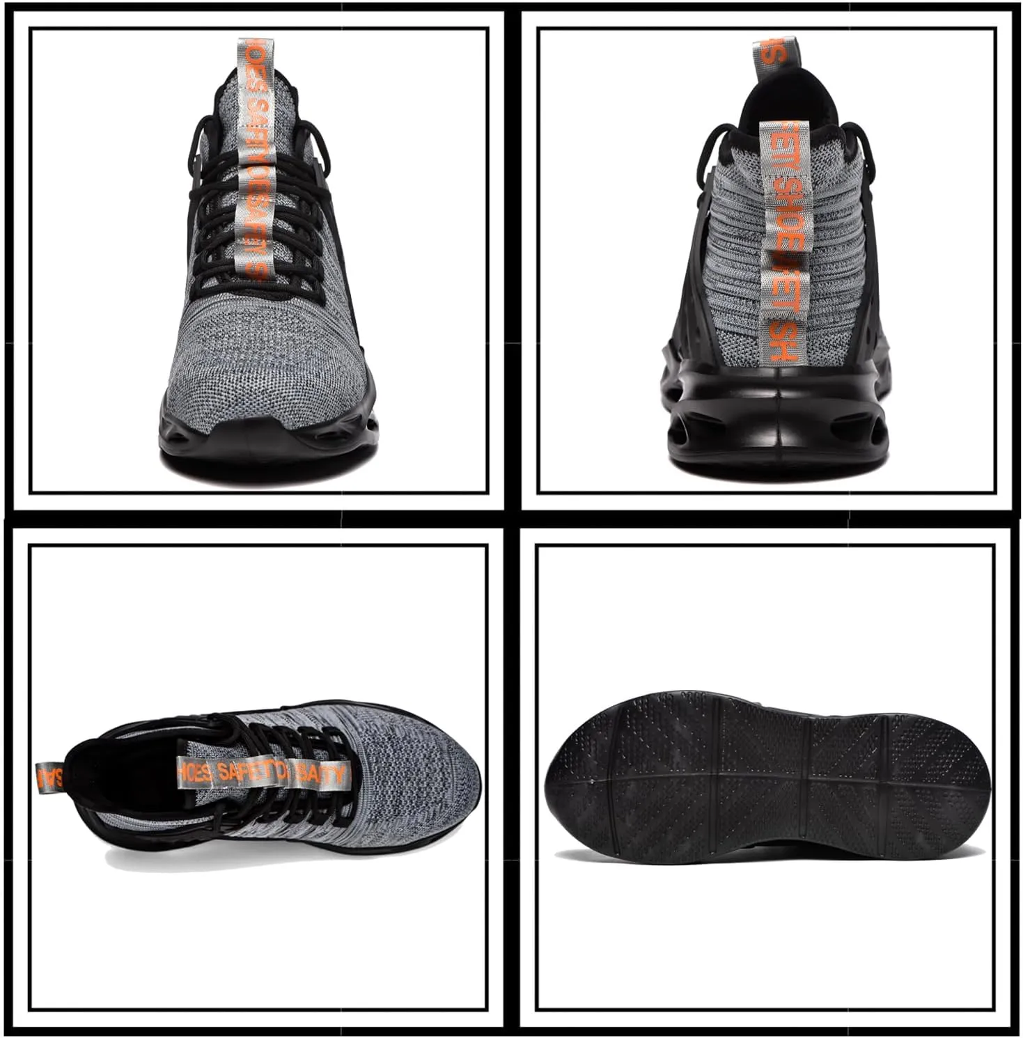 Steel Toe Shoes for Men Work Safety Boots Lightweight Breathable Non Slip Industrial Construction Shoes Women Black