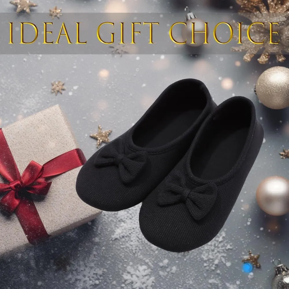 Urbancolor Women's Washable Memory Foam Ballerina Slippers Light Weight Terry Cloth House Shoes/Stretchable Heel Design